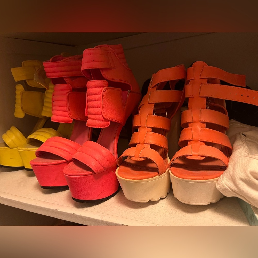 Neon platform heels
